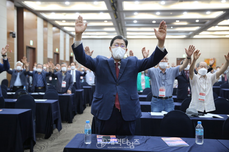 전국남전도회연합회, 「2021년 전도훈련대회 및 나라와 민족을 위한 기도회」 모습