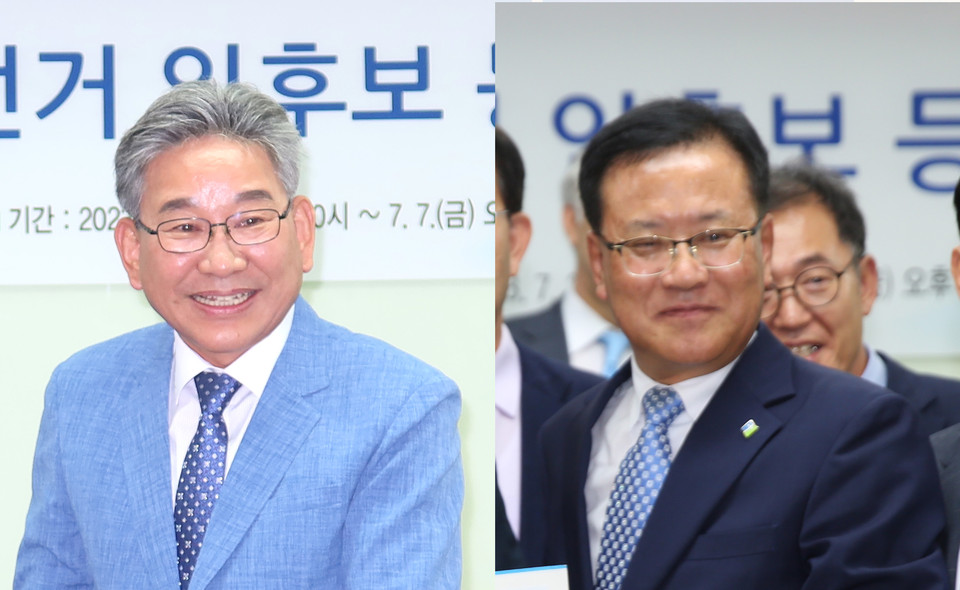 제108회 총회 부서기 후보 임병재 목사, 최인수 목사 등록 모습