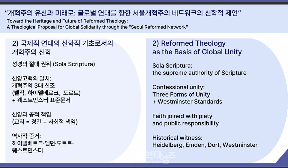 안인섭 교수, 강의 2, 「개혁주의 유산과 미래: 글로벌 연대를 향한 서울 개혁주의 네트워크의 신학적 제언」