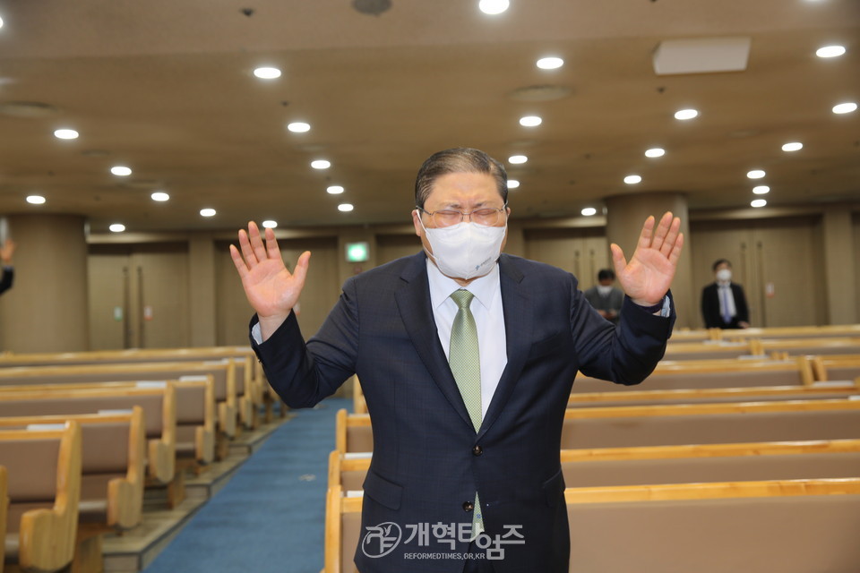 ‘2021 PRAYER AGAIN! 서울․경기․인천 노회장 연석회의’, 총회장 소강석 목사 모습