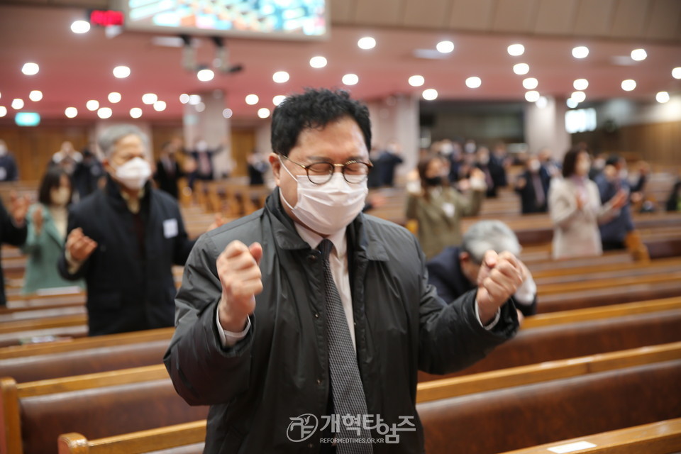 대한예수교장로회총회 2022년 신년기도회, 동일로교회 김오용 목사 모습