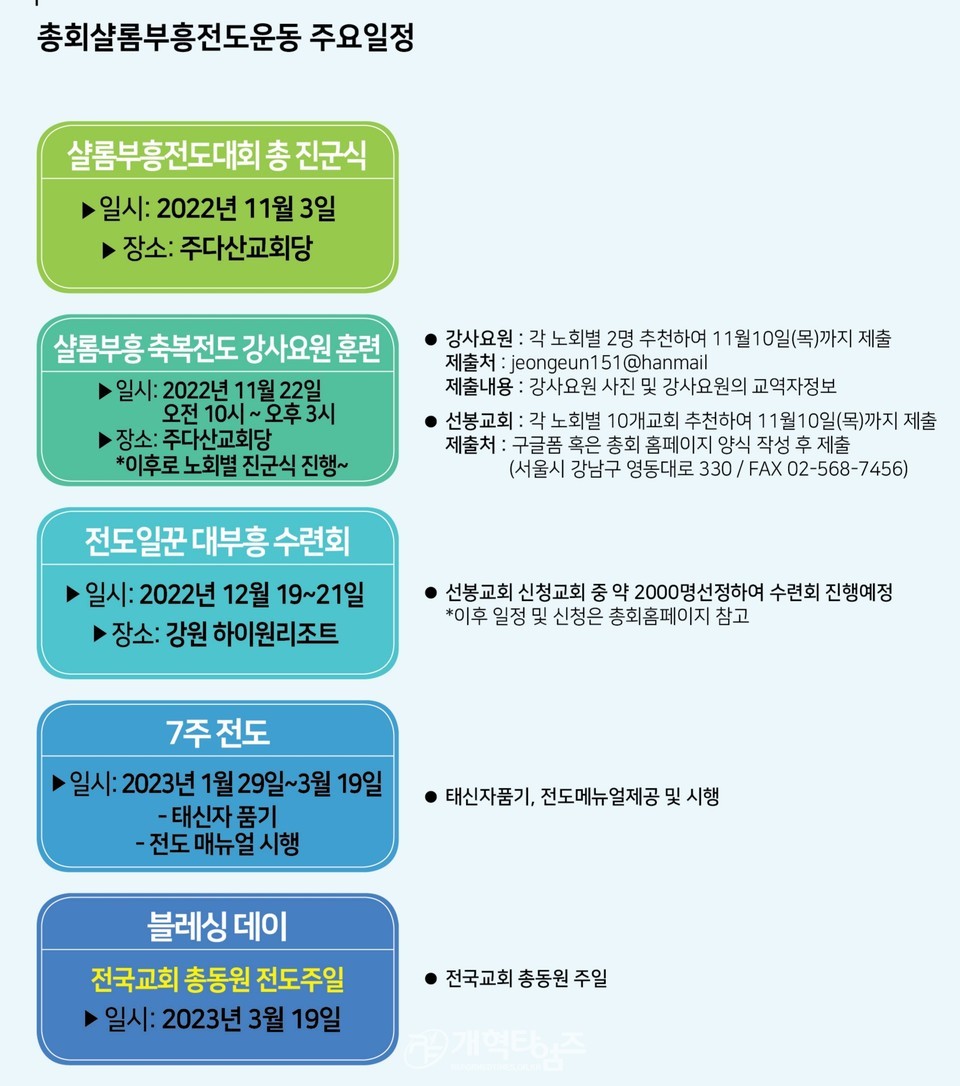 제107회기 총회 샬롬부흥 일정표